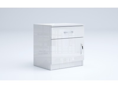 Κομοδίνο LEO 1 (λευκό στιλπνό)